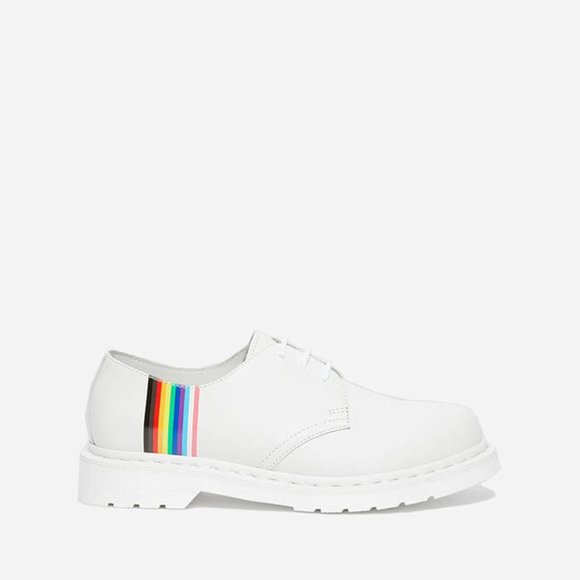 Dr Martens 1461 Pride Womens Shoes White Rainbow WHT 1461 PRIDE 025262 NEW Multi - Picture 2 of 5